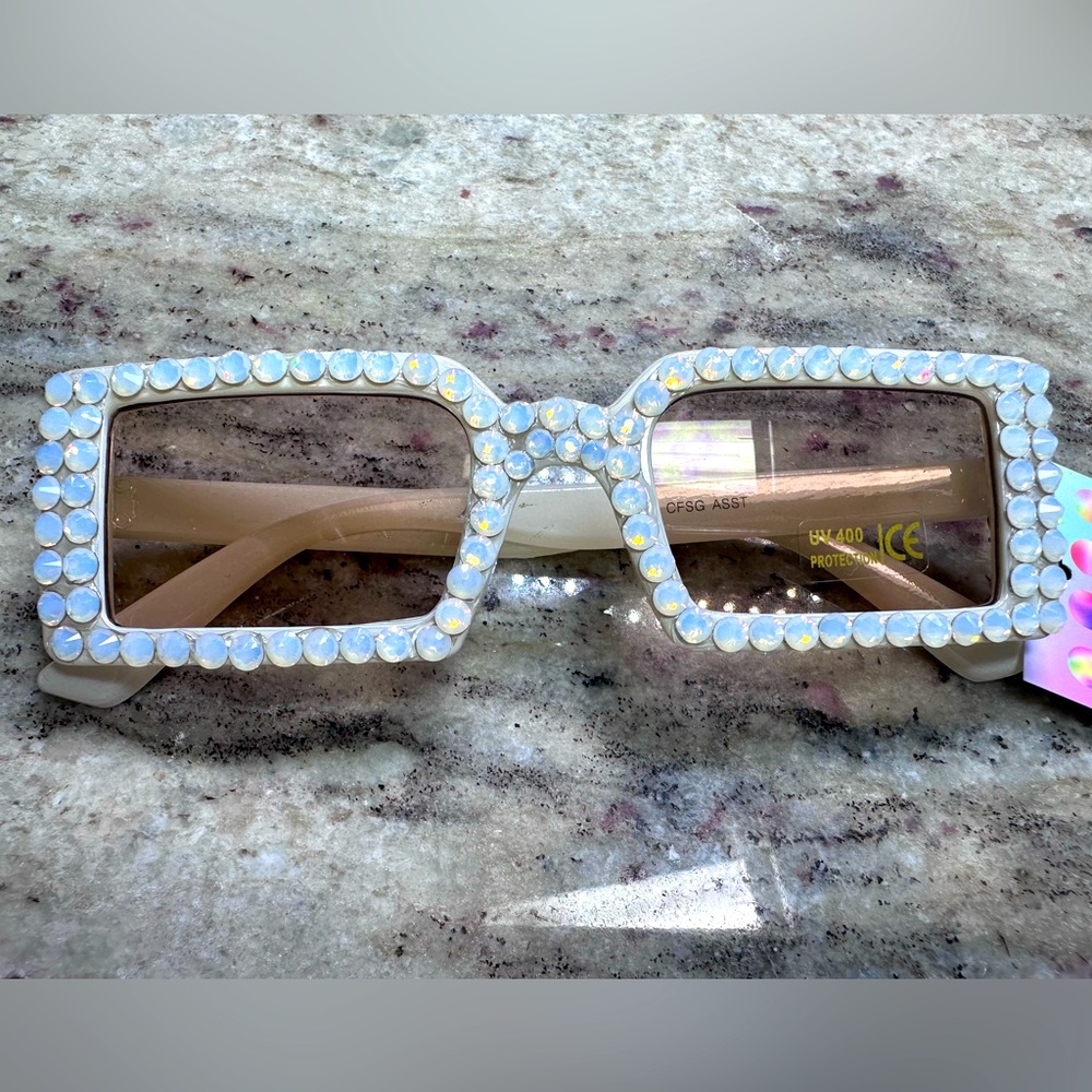 Opal Swarovski crystal glasses handmade ooak sunnies sunglasses summer festival